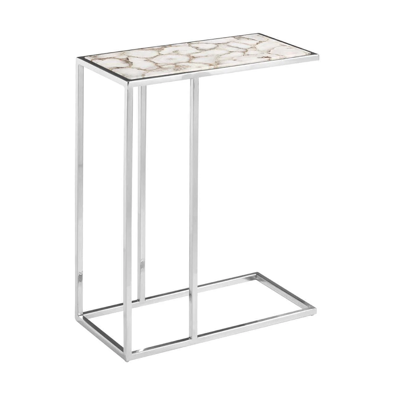 Vita White And Silver Agate Side Table - Image 2