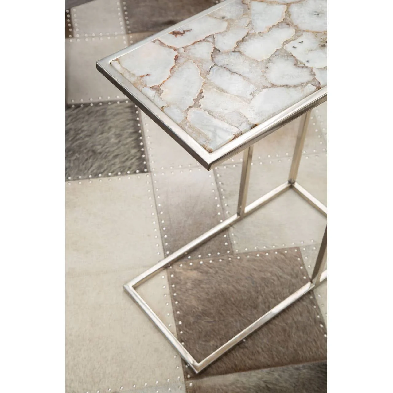 Vita White And Silver Agate Side Table - Image 4