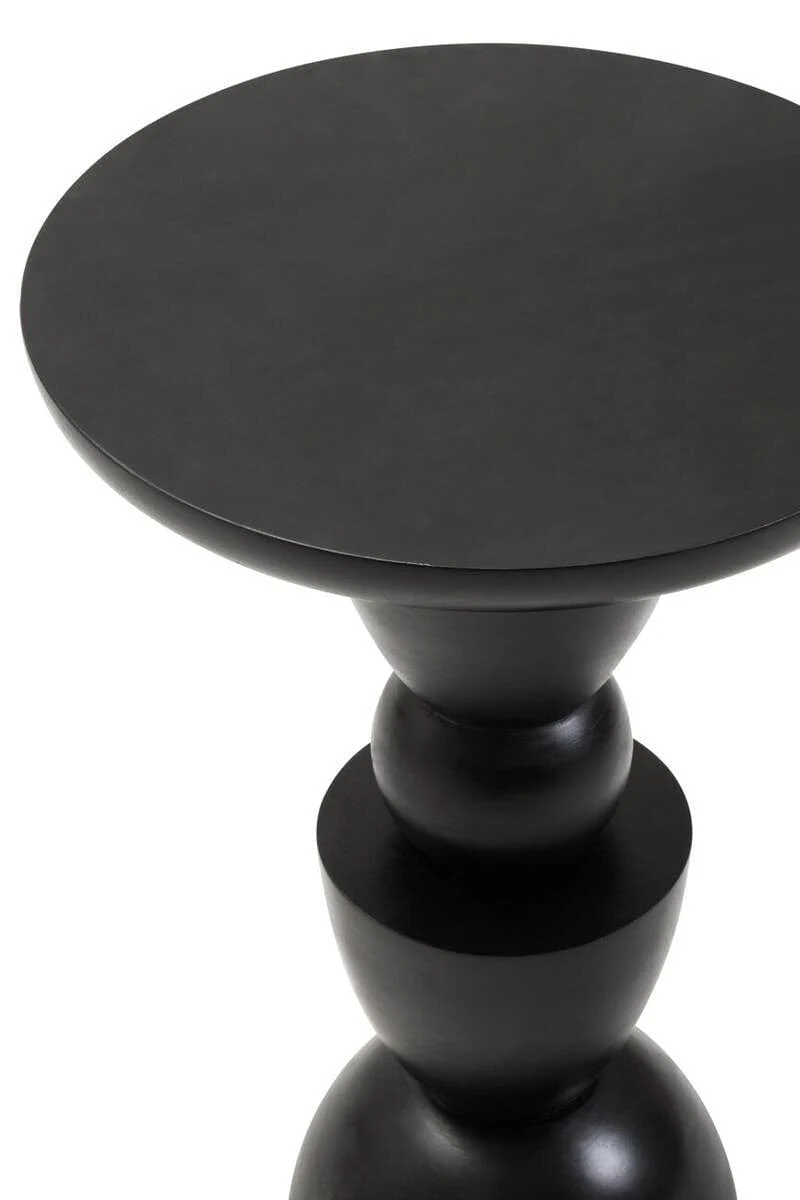 Walsa Black Finish Mango Wood Circle Column Detail Side Table - Image 5