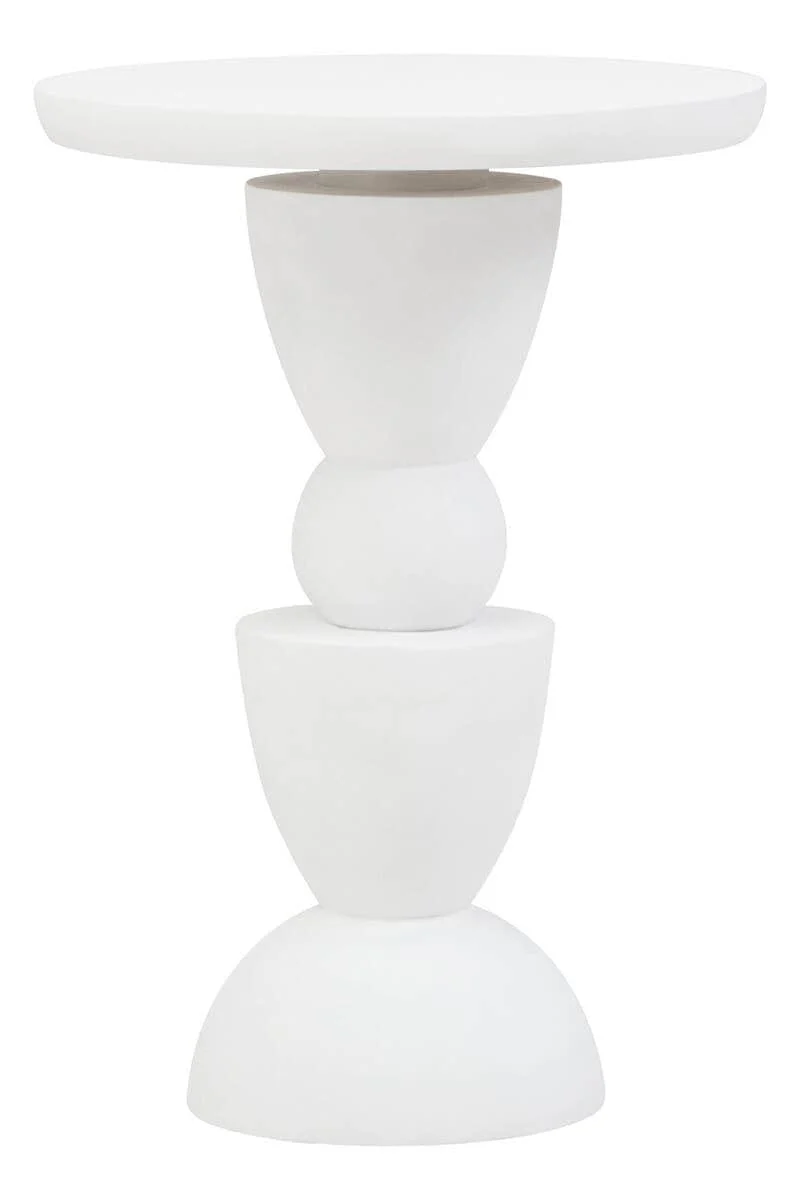 Walsa Whitewash Mango Wood Circle Column Detail Side Table - Image 3