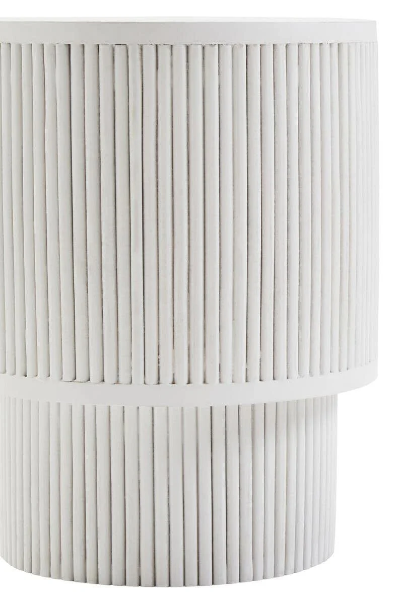 Walsa Whitewash Mango Wood Ridge Detail Side Table - Image 3