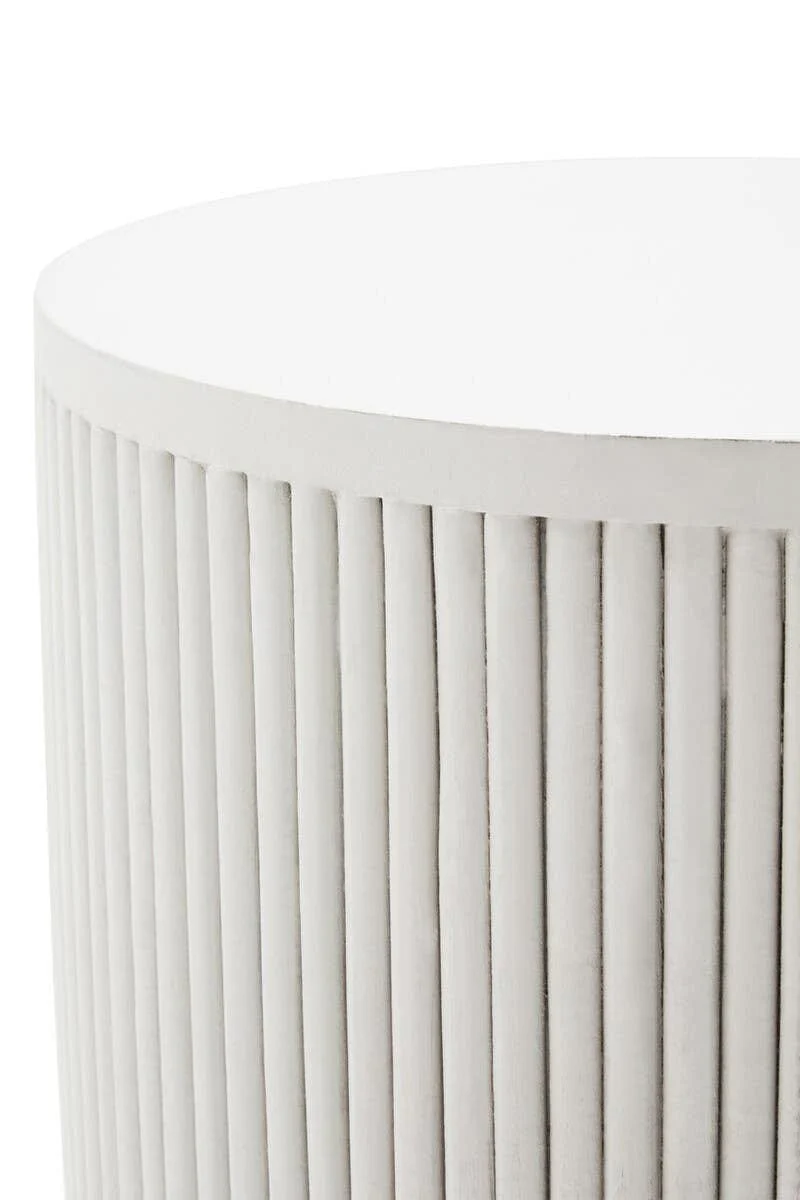 Walsa Whitewash Mango Wood Ridge Detail Side Table - Image 5