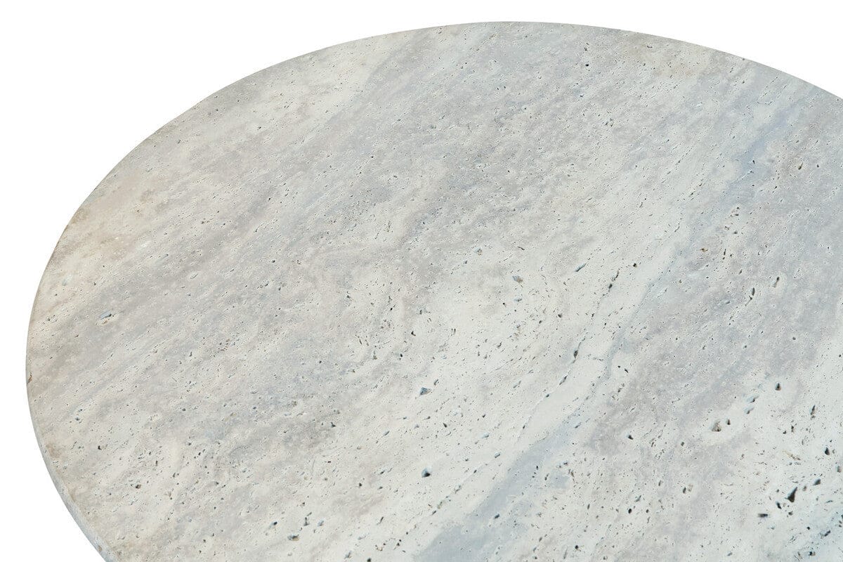 Walton Travertine Top Coffee Table with Black Acacia Wood Base - Image 5