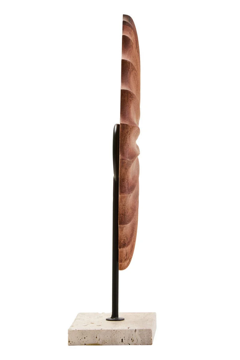 Westo Natural Wood Round Sculpture with Travertine Base - Image 4