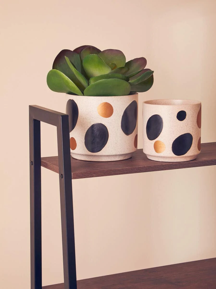 Yuri White And Gold Spotted Planter - Image 7