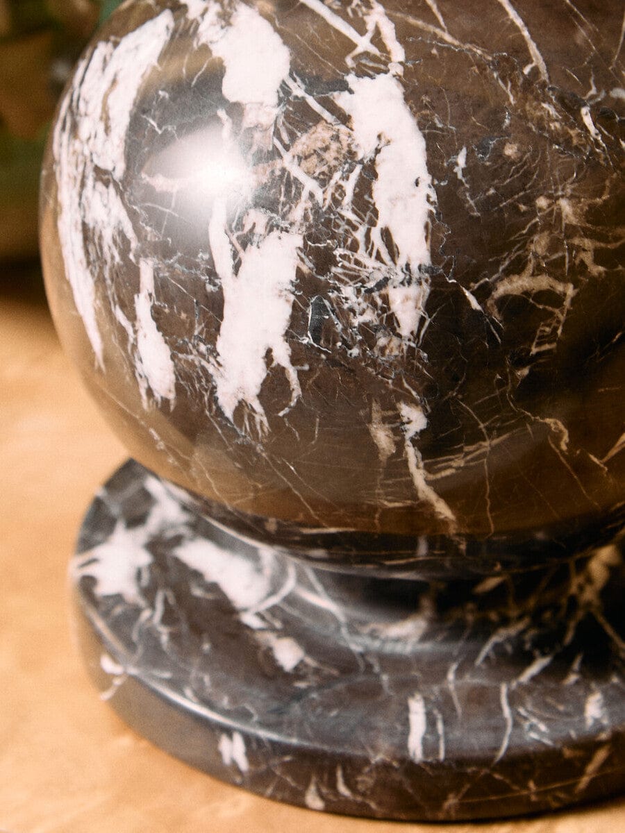 Zoro Black and White Veined Marble Ball Sculpture - Image 7