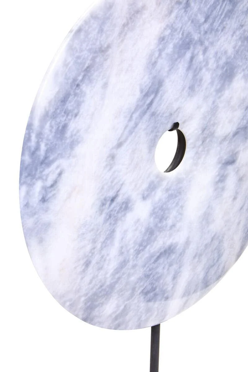 Zoro Extra Large Round Dia 35cm Grey Marble Disc Sculpture - Image 3