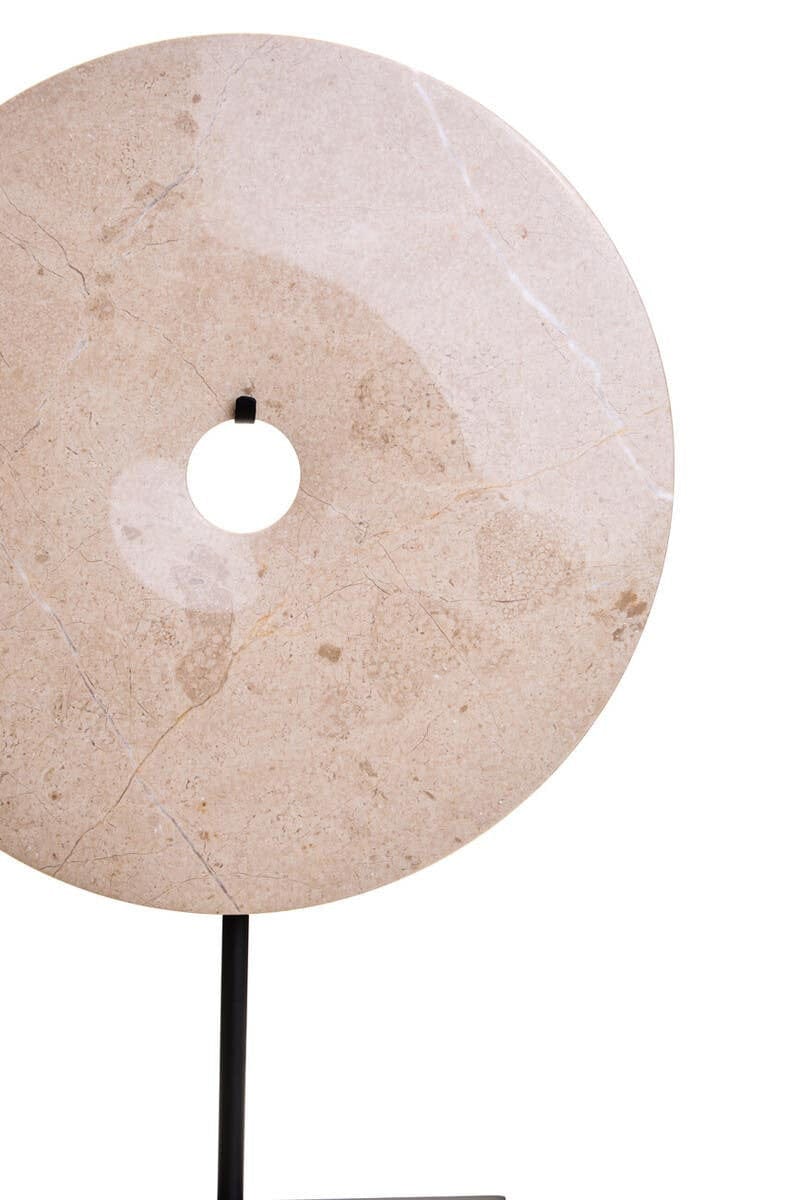 Zoro Large Cream Marble Round Dia 30cm Disc Sculpture - Image 3