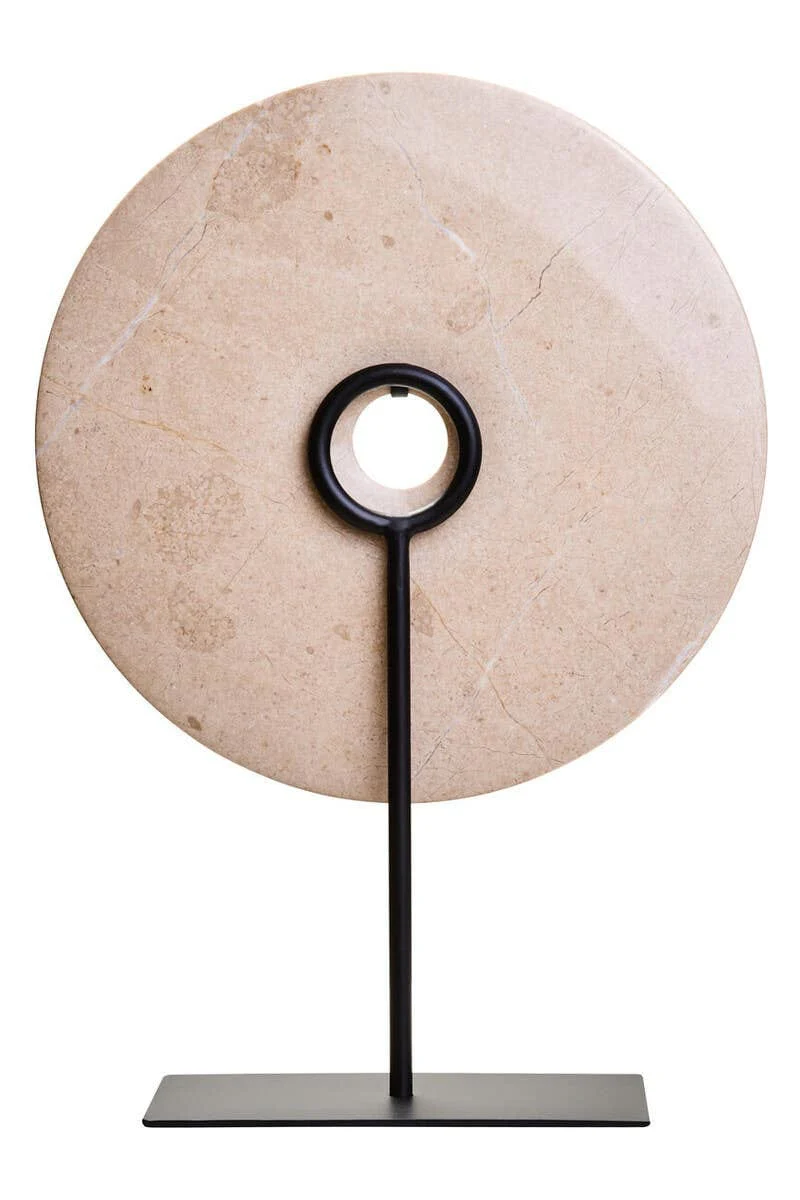 Zoro Large Cream Marble Round Dia 30cm Disc Sculpture - Image 6