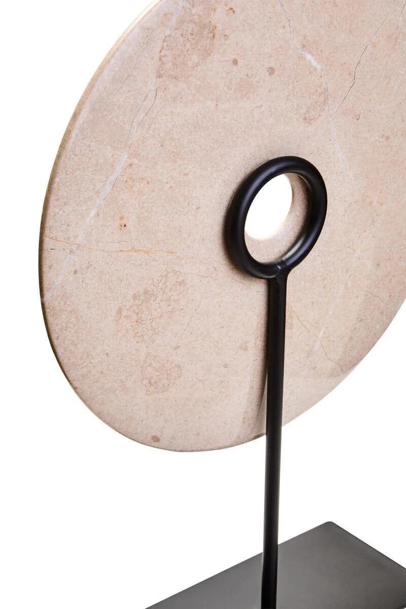 Zoro Large Cream Marble Round Dia 30cm Disc Sculpture - Image 7