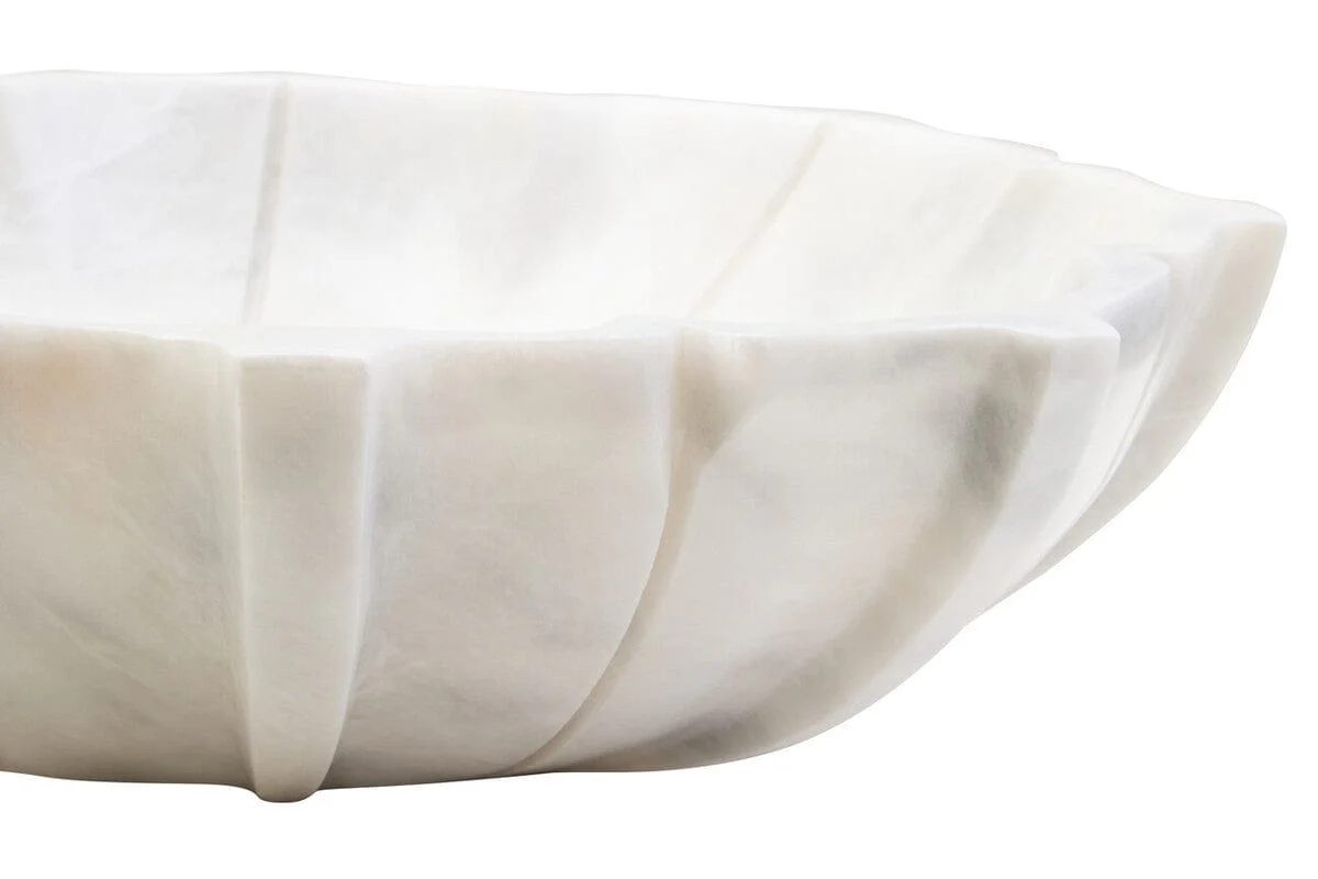 Zoro Large White Marble Lotus Bowl - Image 3