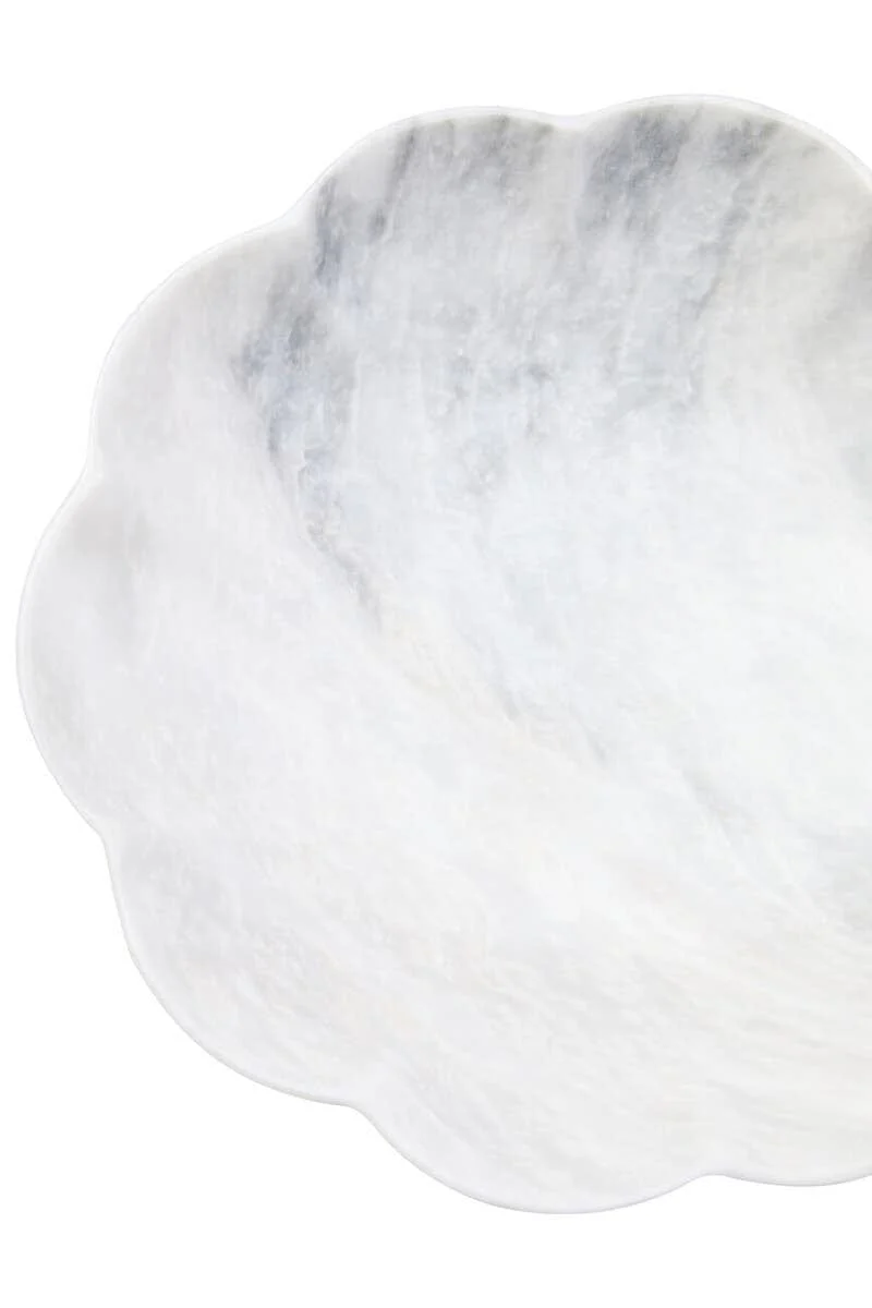 Zoro Large White Marble Scalloped Bowl - Image 4