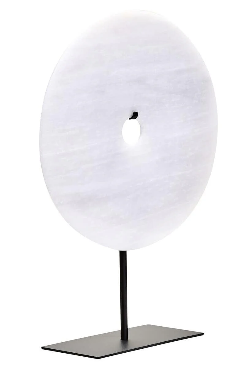 Zoro Medium Round Dia 25cm Grey Marble Disc Sculpture