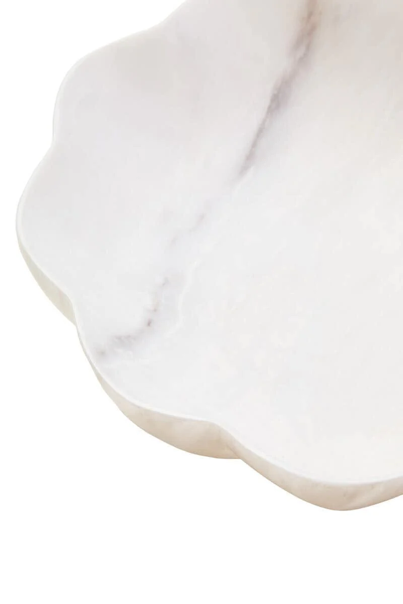 Zoro Medium White Marble Scalloped Bowl - Image 4