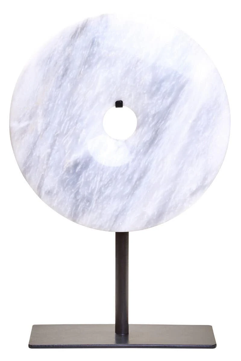 Zoro Small Round Dia 20cm White Marble Disc Sculpture - Image 2