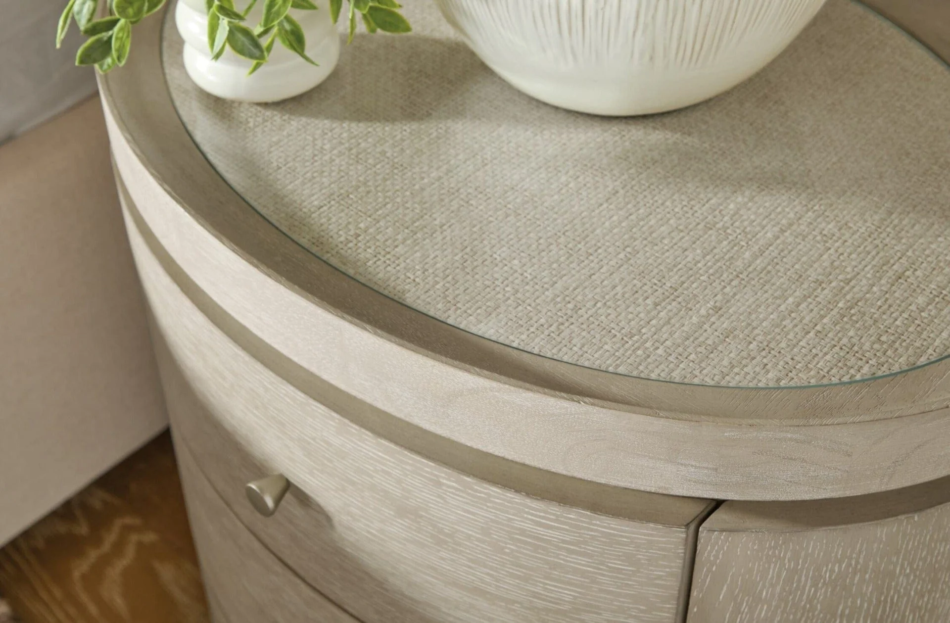Coastal Breeze 3 Drawer Oval Bedside Table - Image 2