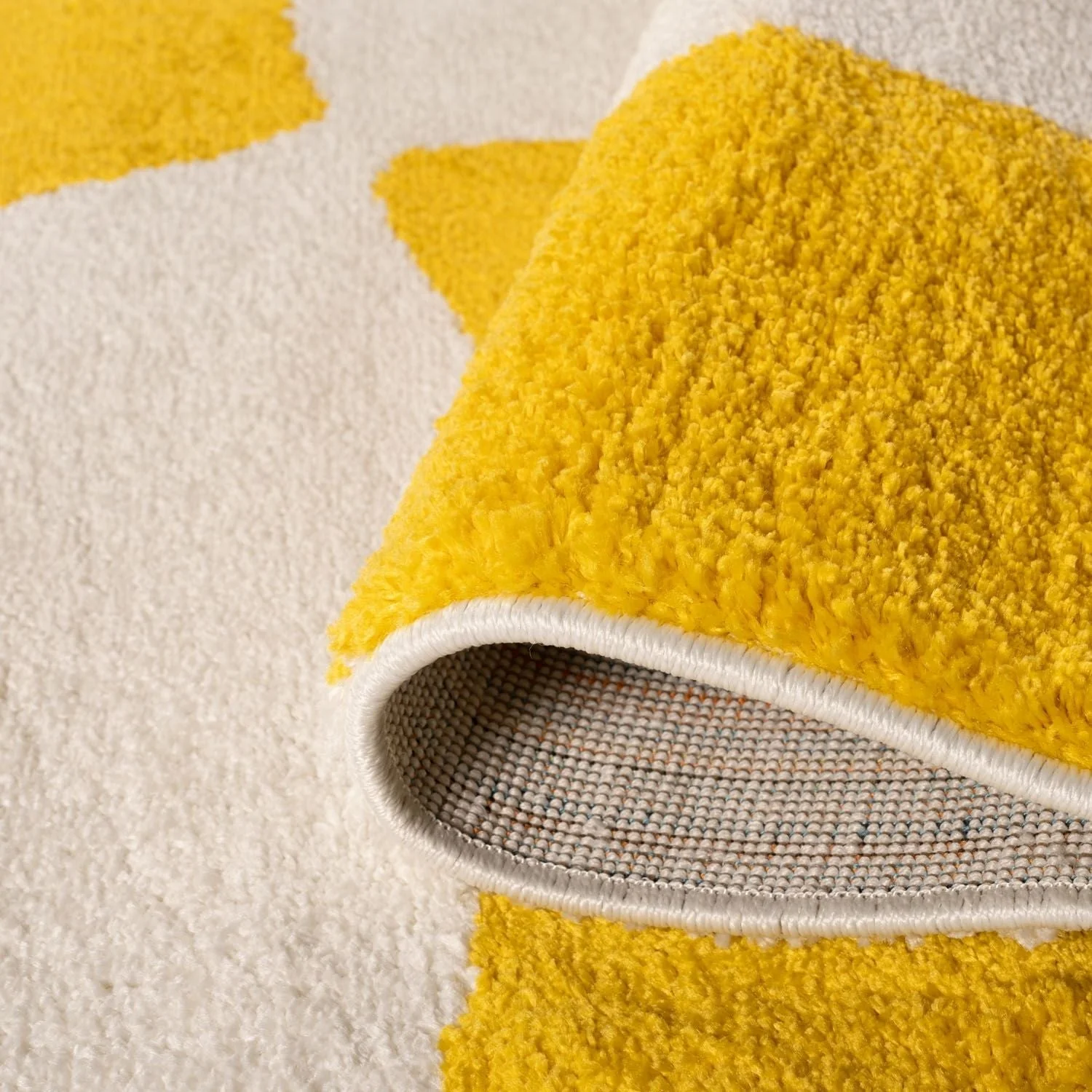 Joli Checkered Yellow & White Rug - Image 4