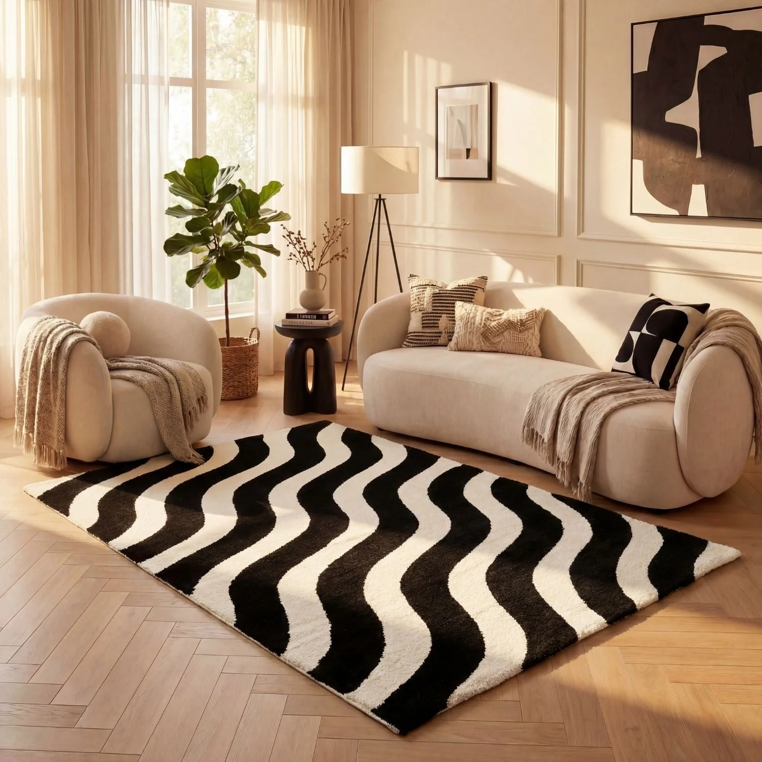 Joli Wave Black & White Rug - Image 7