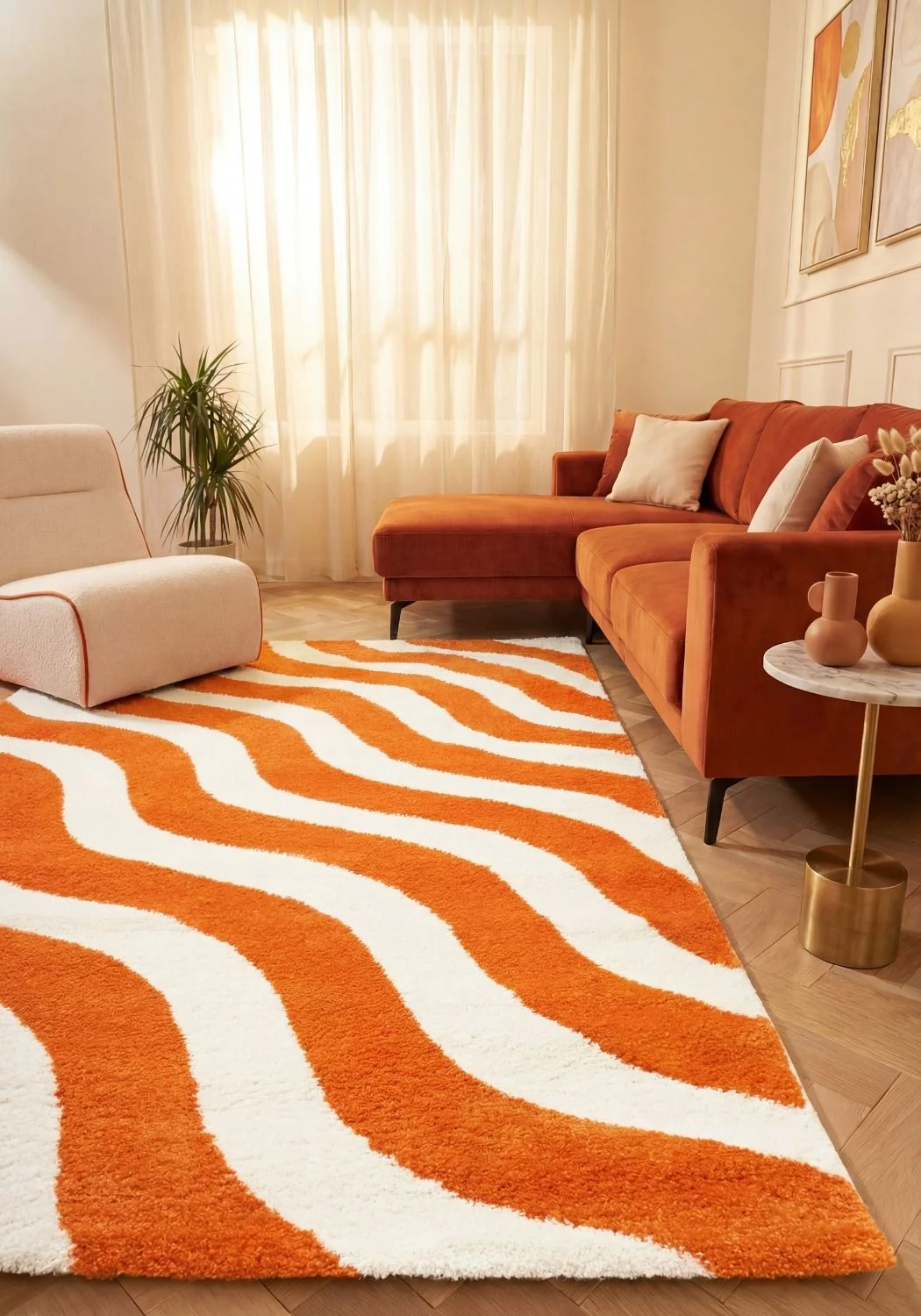 Joli Wave Orange & White Rug - Image 2