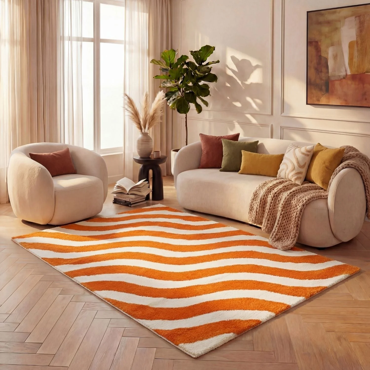 Joli Wave Orange & White Rug - Image 7