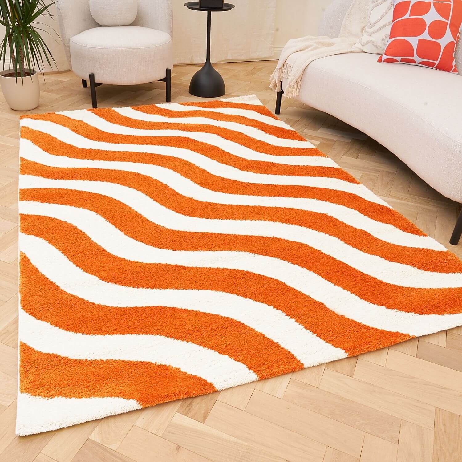 Joli Wave Orange & White Rug - Image 8
