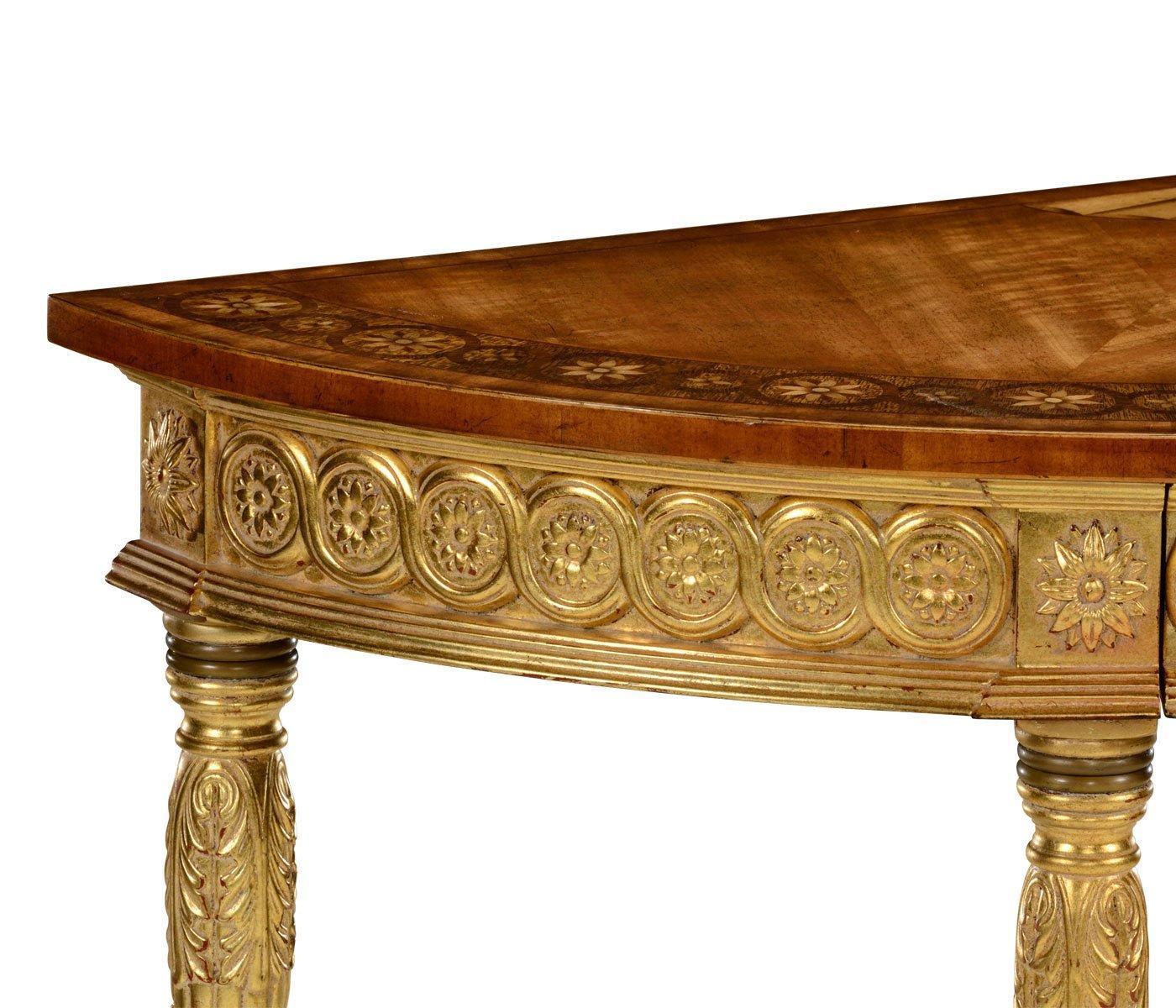 Jonathan Charles Demilune Console Table Adam Style Gilded - Image 5