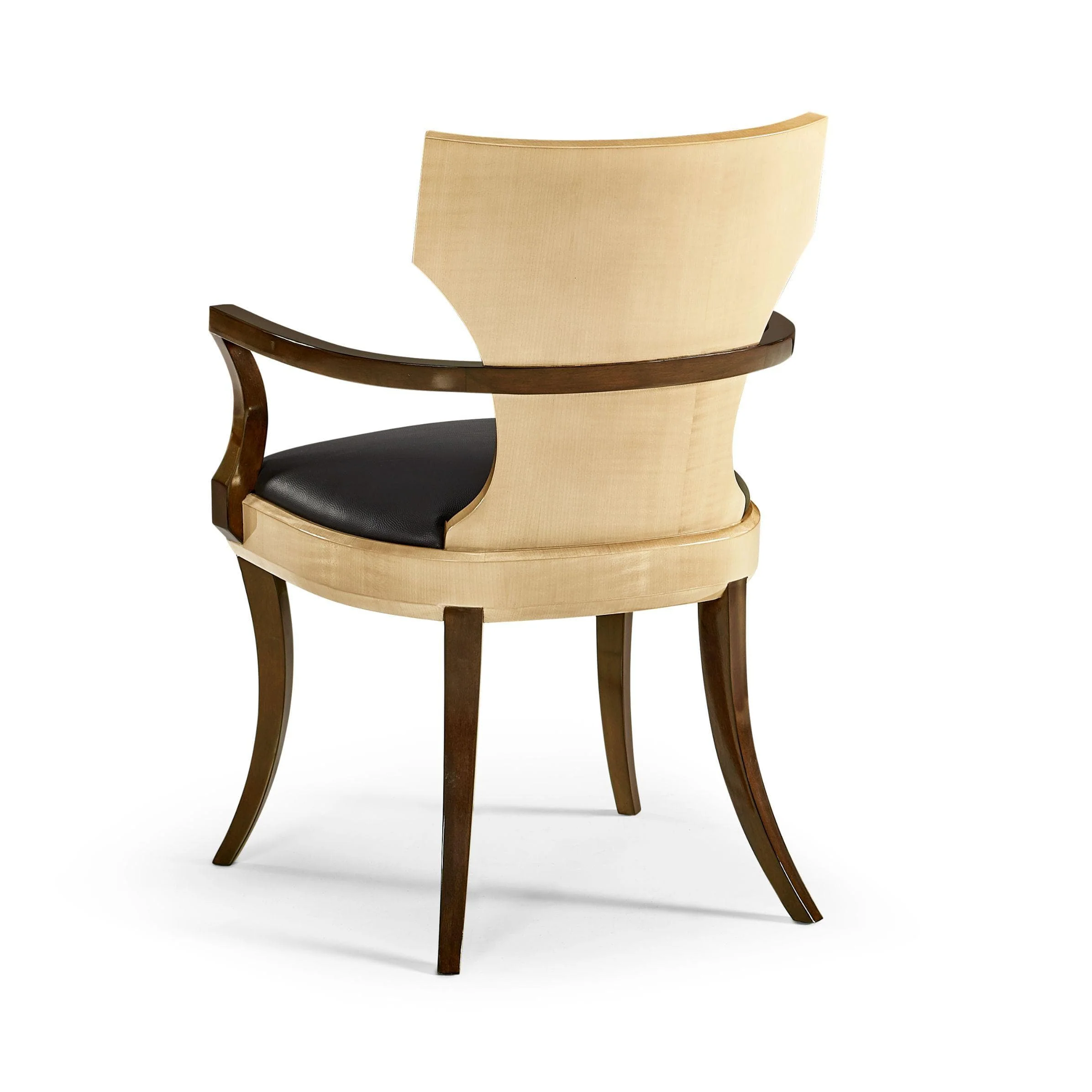 Jonathan Charles Dining Chair with Arms Klismos in Champagne - Chocolate Leather - Image 2