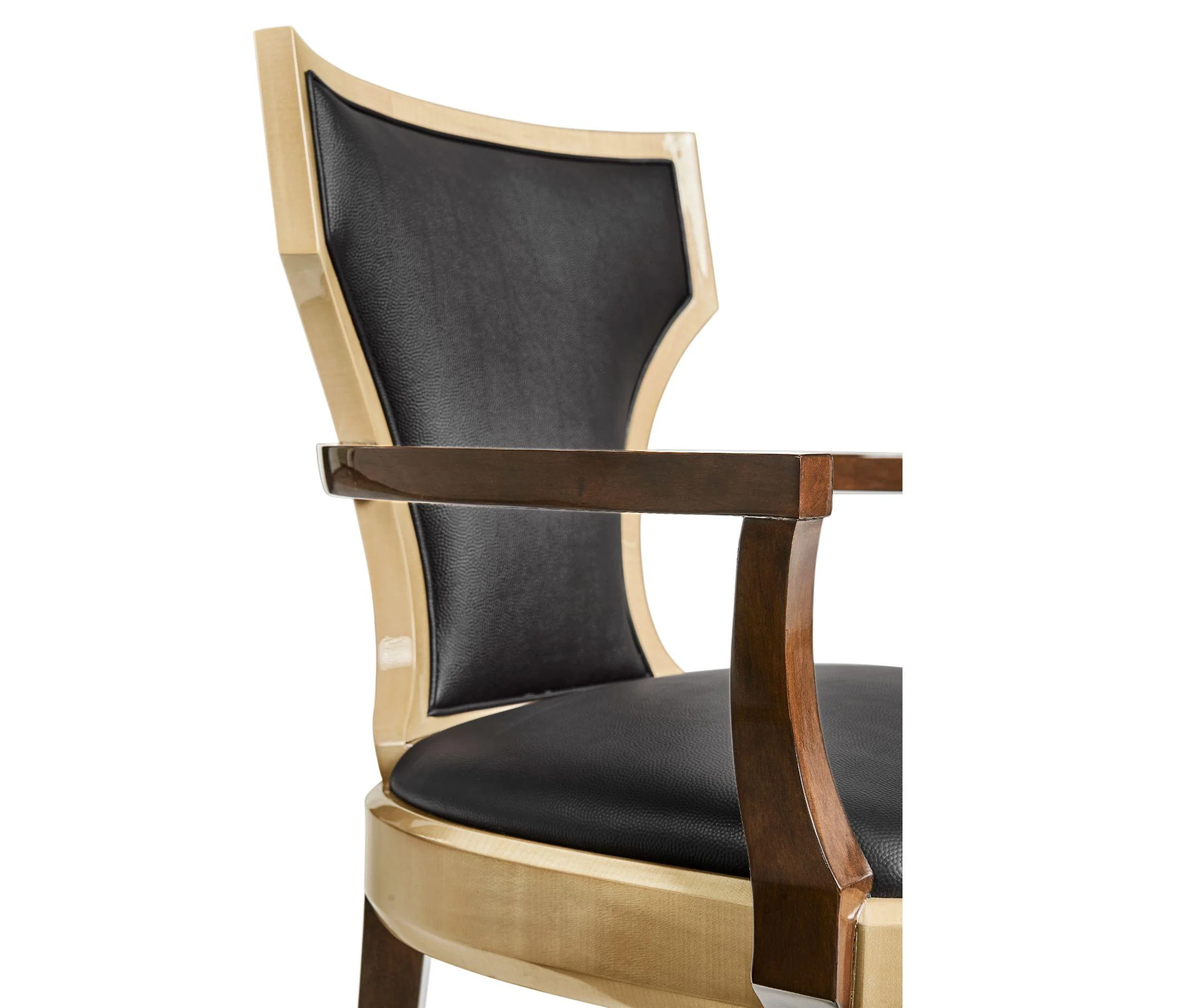 Jonathan Charles Dining Chair with Arms Klismos in Champagne - Chocolate Leather - Image 5