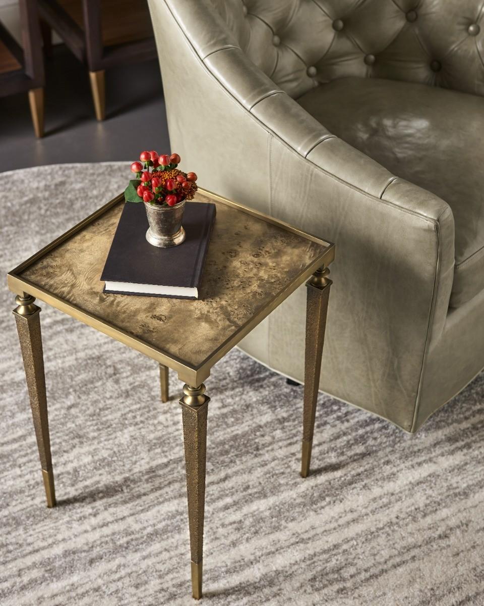 Jonathan Charles Golden Amber & Brass Side Table