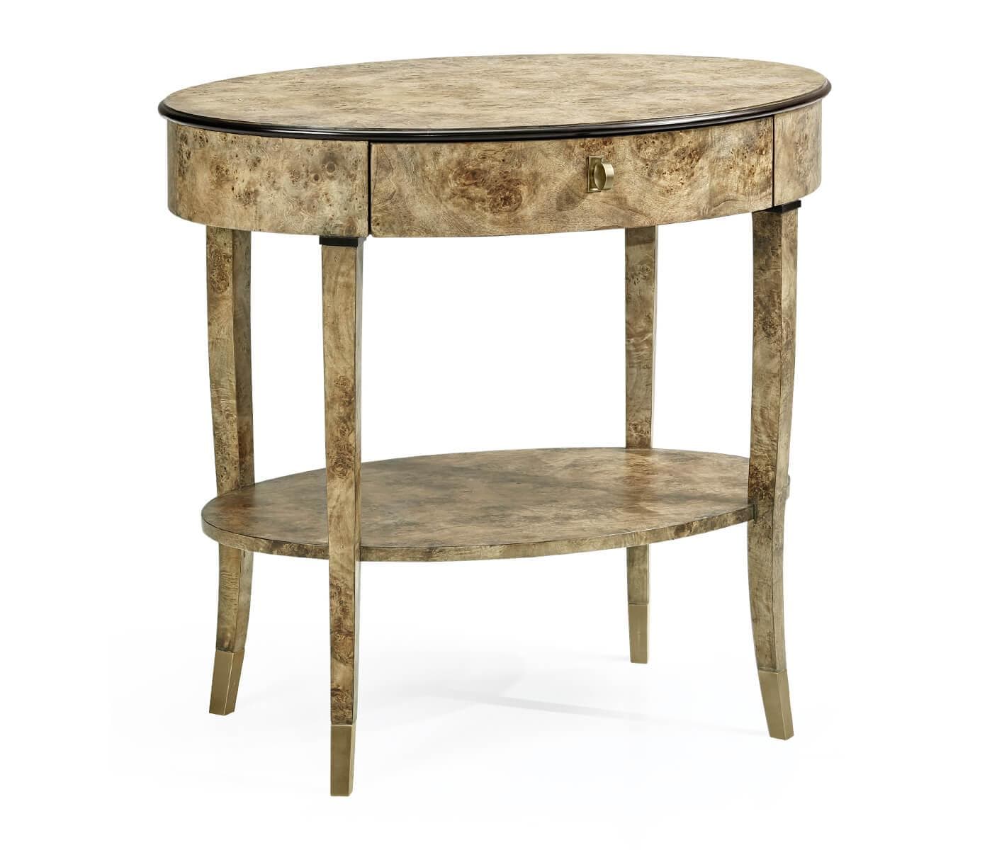 Jonathan Charles Golden Amber Oval Bedside Table