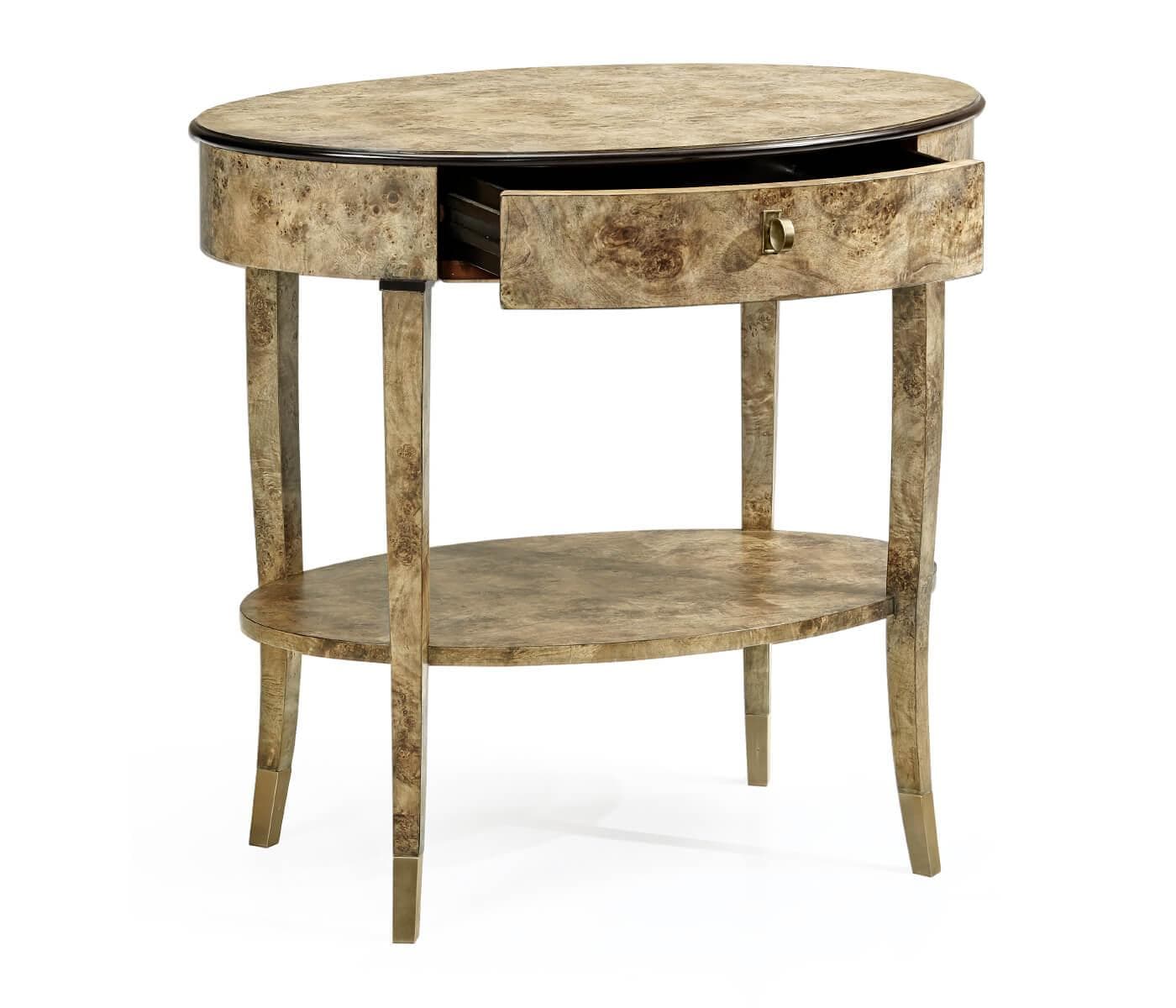 Jonathan Charles Golden Amber Oval Bedside Table - Image 10