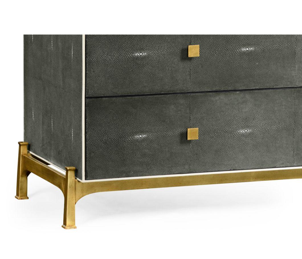 Jonathan Charles Large Chest of Drawers 1930s in Anthracite Shagreen - Gilded - Image 2