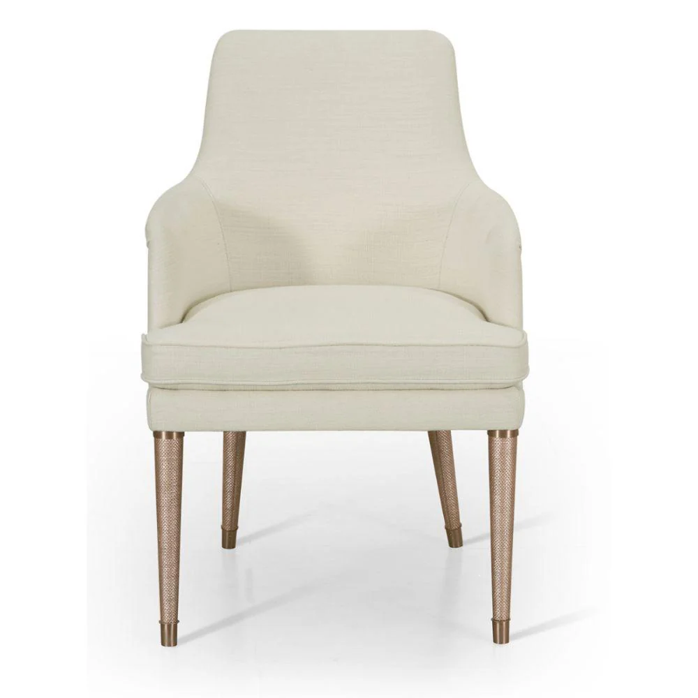 Jonathan Charles Shoal Linen Upholstered Dining Chair with Arms - Image 5