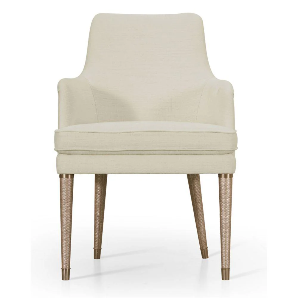 Jonathan Charles Shoal Linen Upholstered Dining Chair with Arms - Image 7