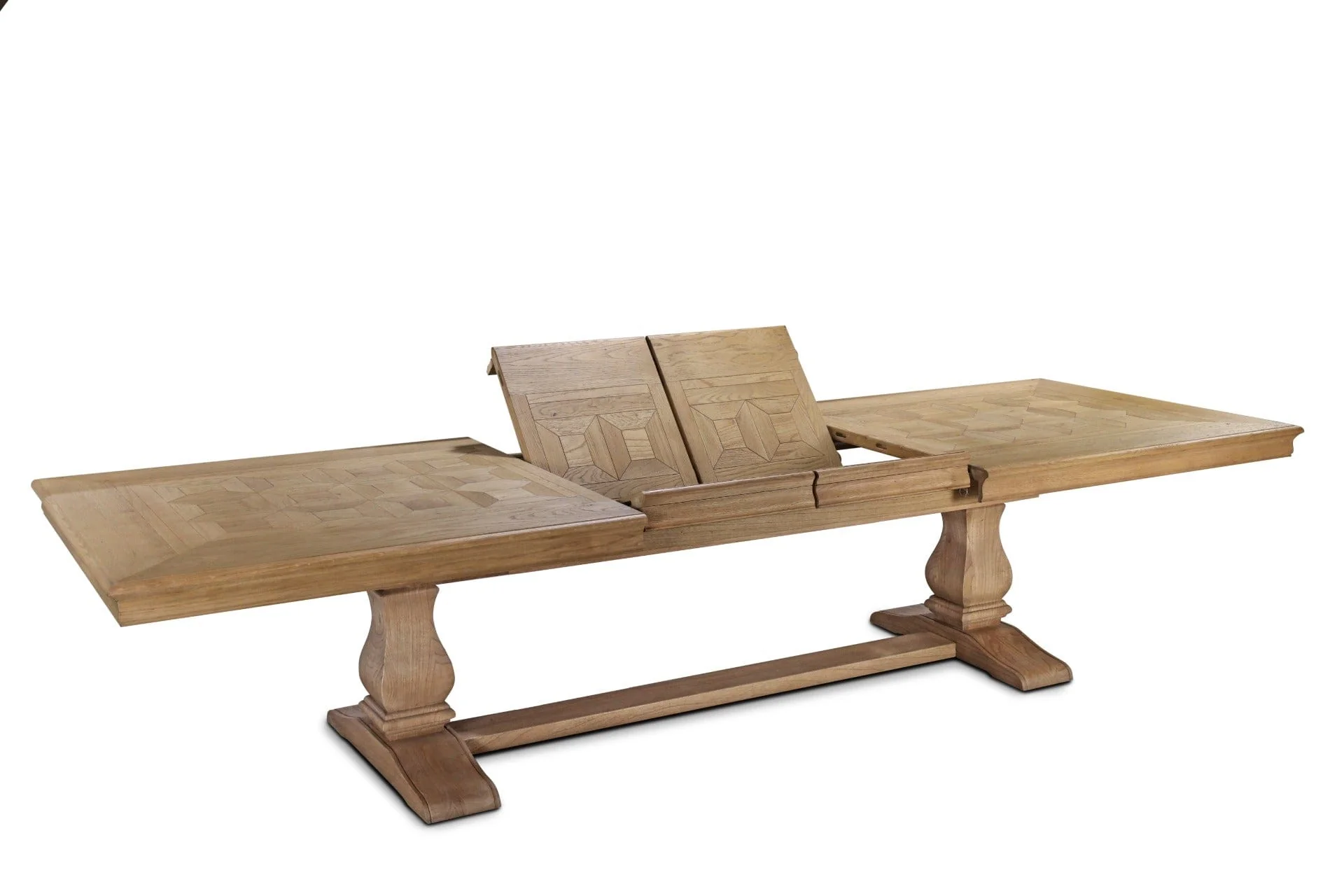 Bath Extending Oak Parquet Top Dining Table - 250-350cm