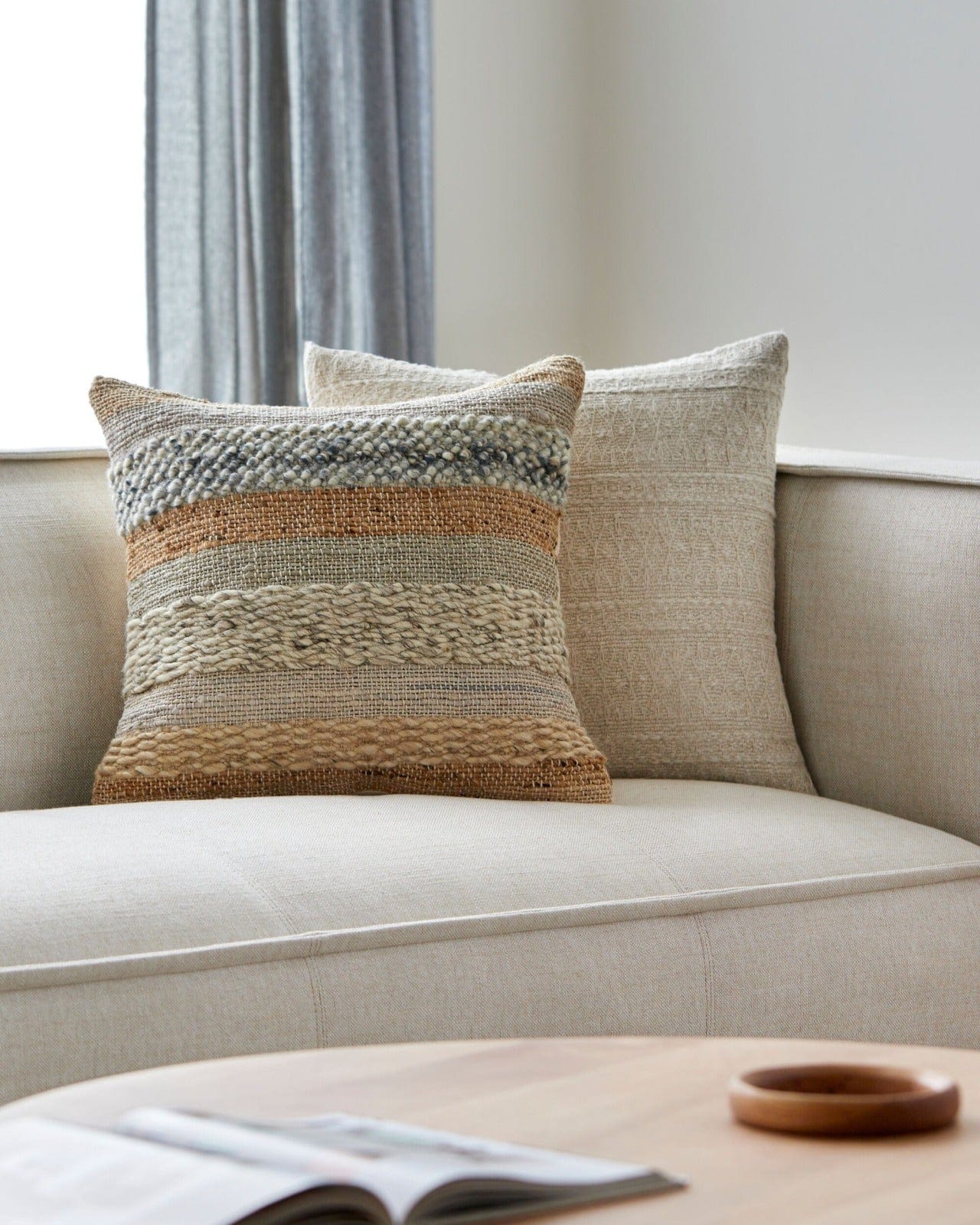 Boundary Woven Cushion in Soft Grey - 51 x 51 cm - Image 2