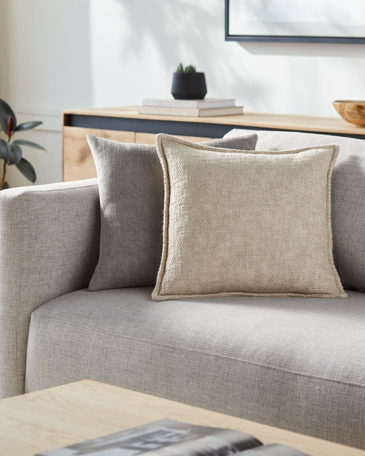 Bowen Woven Cushion in Beige - 51 x 51 cm - Image 2