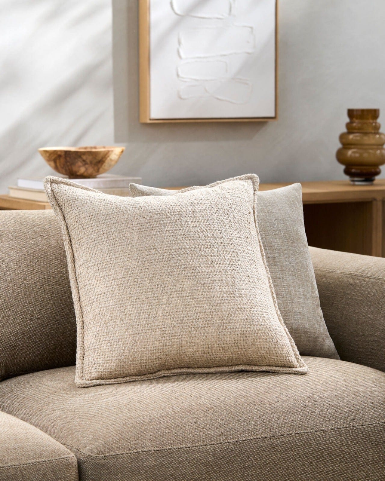 Bowen Woven Cushion in Beige - 51 x 51 cm - Image 3