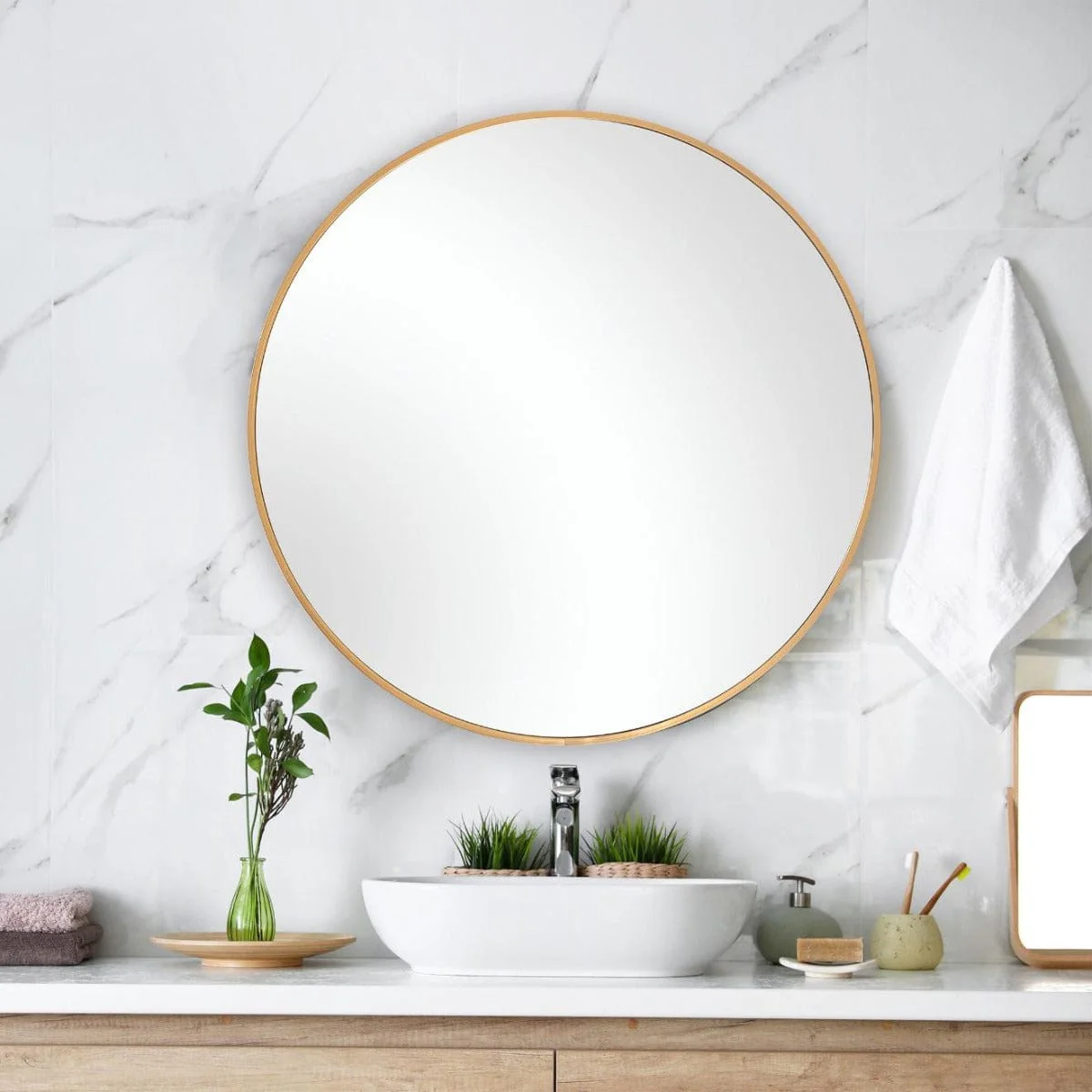 Evelyn Round Mirror Gold - Image 2