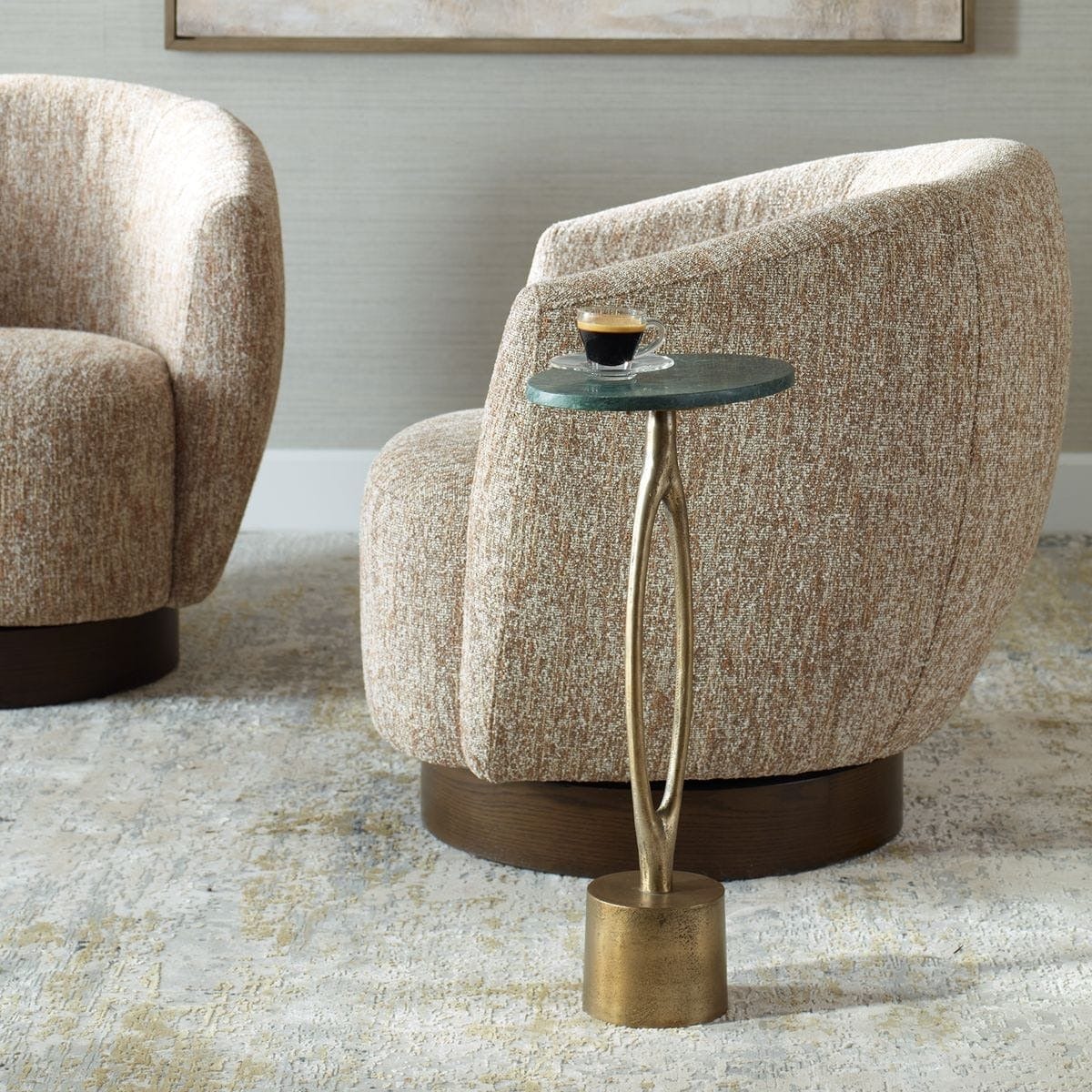 Green Marble Oval Side Table - Image 3