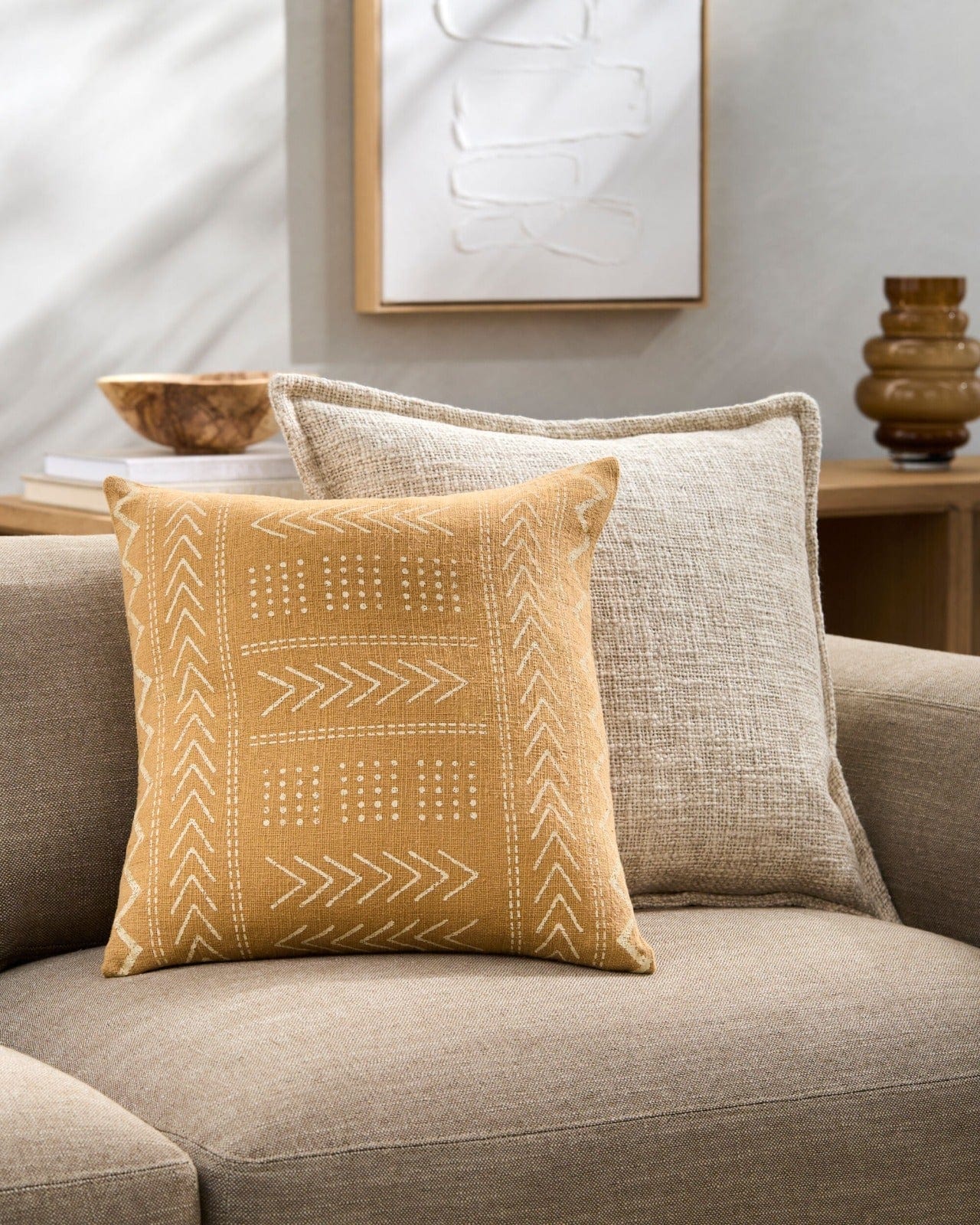 Malian Hand Woven Cushion in Mustard - 51 x 51 cm - Image 2