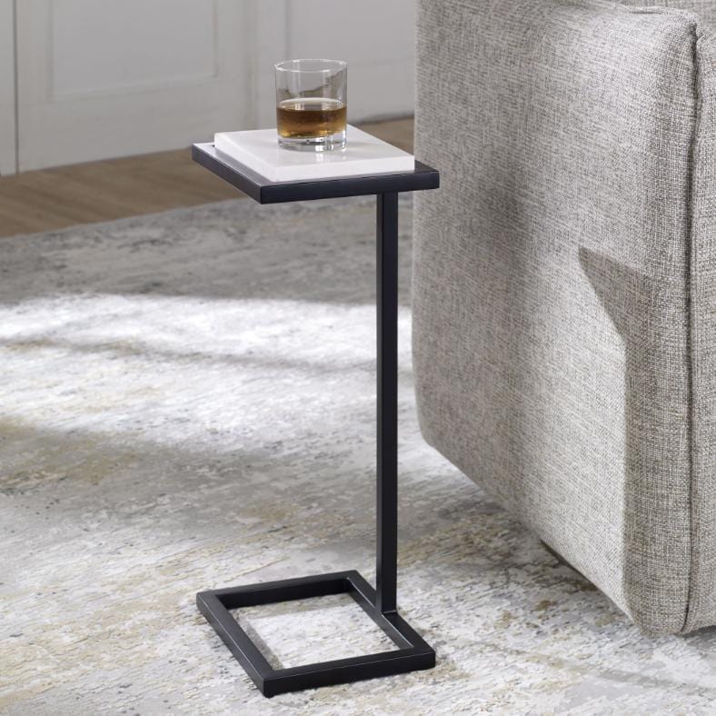 Served Accent Table White Marble & Black - Image 2