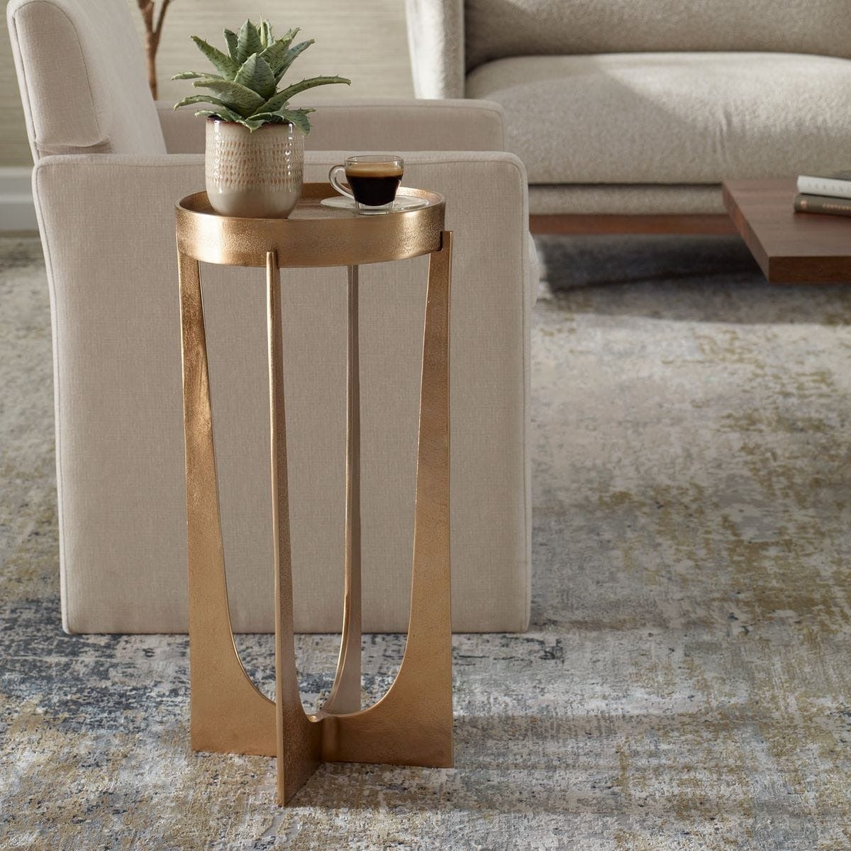 Shelby Antique Brass Side Table - Image 2