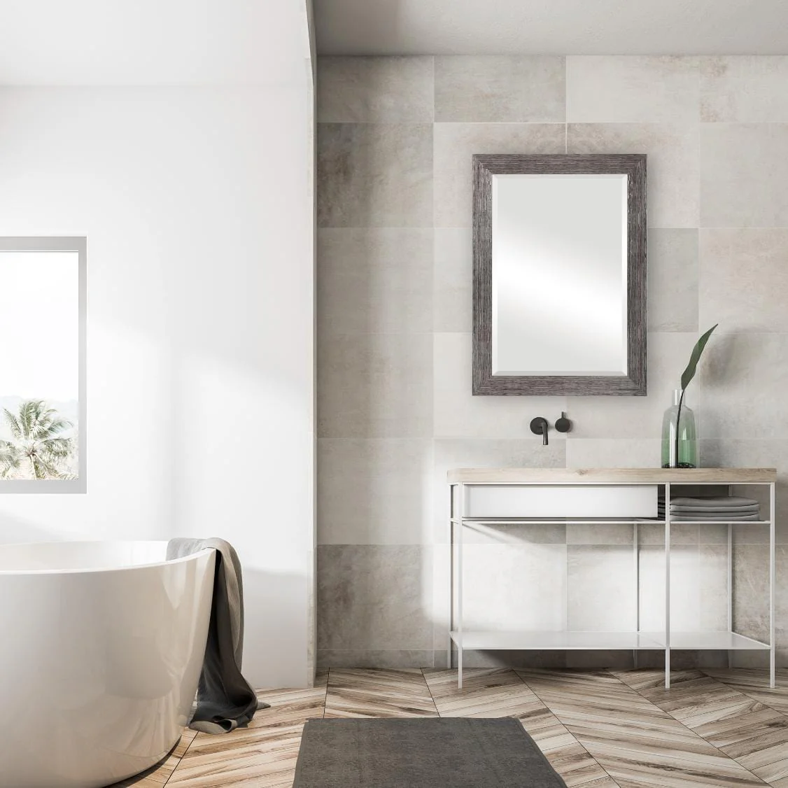 Silver Wood Effect Mirror - Image 6