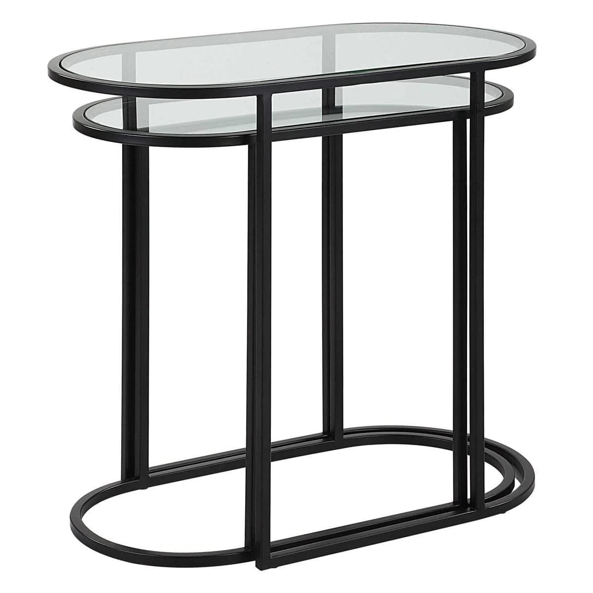 Slide Nesting Side Tables Black and Glass - Image 4