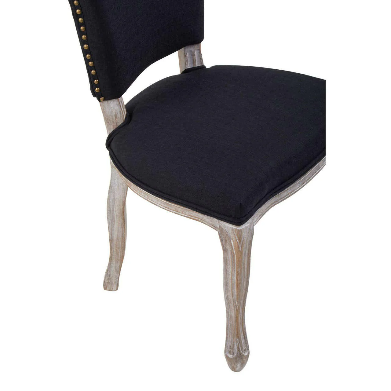 Kensington Townhouse Black Linen Dining Chair With Antique Finish Legs - Image 7