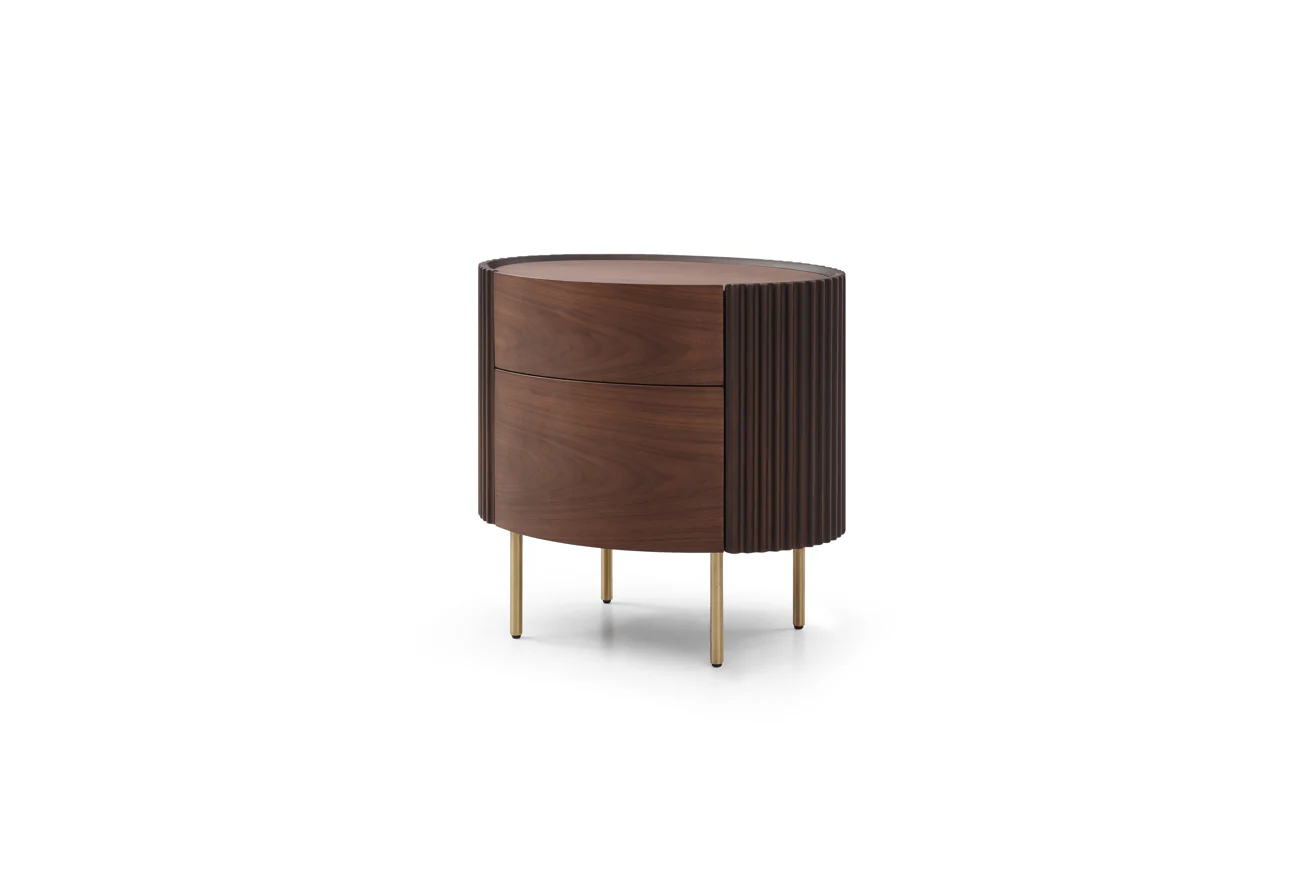 Lantine Bedside Table - Walnut & Brass - Image 2