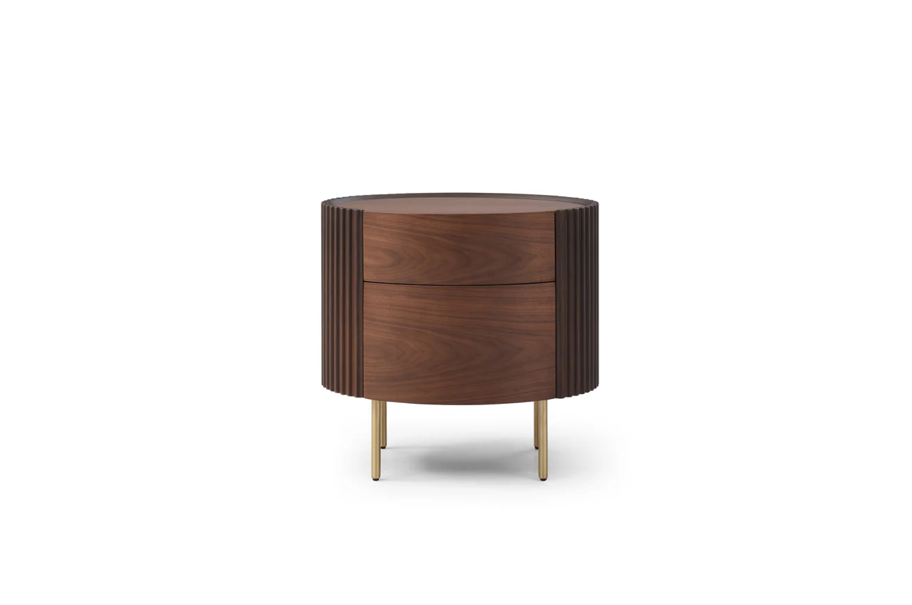 Lantine Bedside Table - Walnut & Brass - Image 3