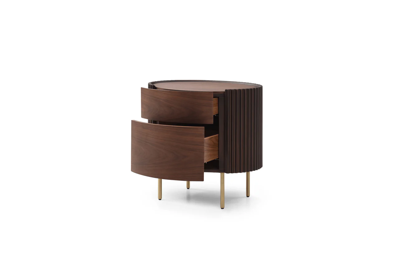 Lantine Bedside Table - Walnut & Brass - Image 4