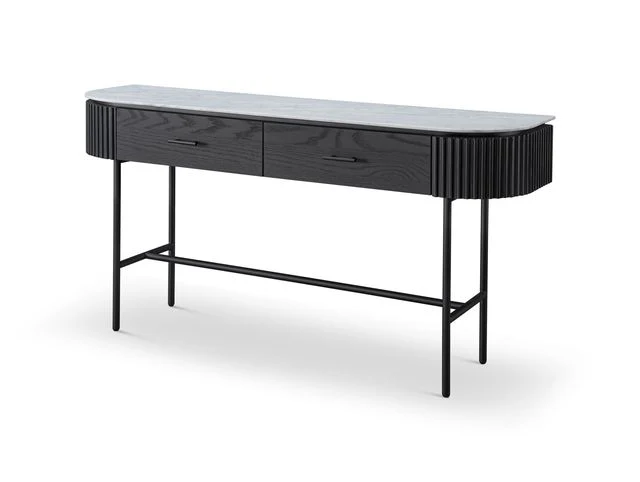 Lantine Marble Console Table - Matt Black - Image 4